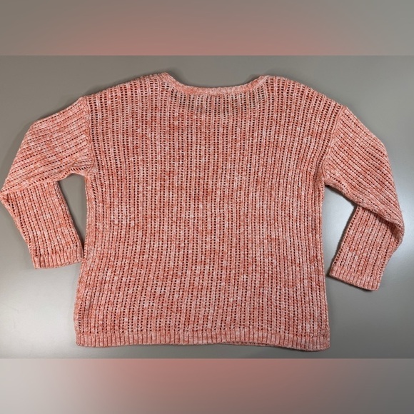 Talbots  Sweater Crochet Pullover Loose-Knit Cottagecore Peach Women's XL Petite - Picture 6 of 8